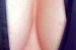 dig this wife's huge tits spilling out her tight shirt flashing outdoors?