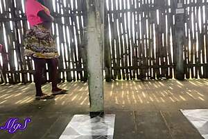 amateur babe films her first beach voyeur vid out in the country