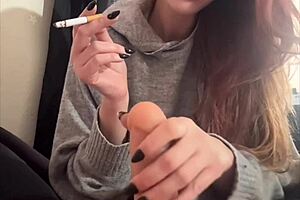 Italian Big Tits MILF Artemisia Love Smokes While Dildoing Her Wet Pussy