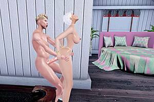 He casually fools around intimately with his stepmom's mature friend during amateur playtime at home