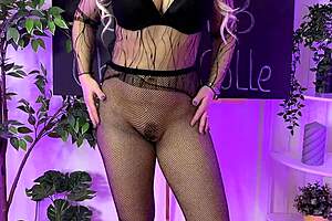 Curvy Mature Milf Dances in Fishnet Pantyhose at Nylon Club