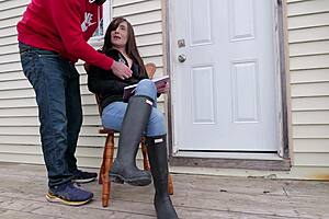 so i made my wife squirt hard in jeans outside while neighbors watch
