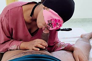 Hijabi stepmom sneaks stepson into bedroom for pussy licking deepthroat