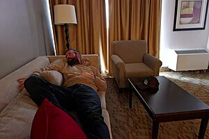 stepmom shares hotel bed with stepson leading to passionate creampie fuck
