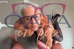 POV Milf Teacher's Wet Anal Pissing Prolapse Facial Lesson