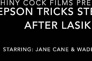 Tricking redhead stepmom Jane Cane into shiny cock cowgirl ride