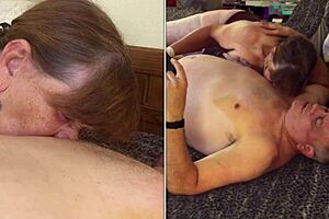 Granny Norma Jean gloved up sucking cock like old Hollywood slut closeup