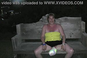 public beach walk flashing bright tail buttplug to strangers