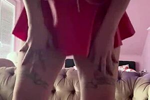 curvy brunette mistress katy teases in leather boots for bdsm solo fetish