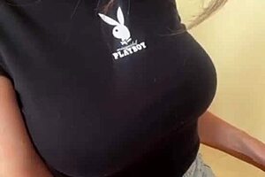 stepmom, why pull out those huge tits in shorts and lick your own nipples like that??