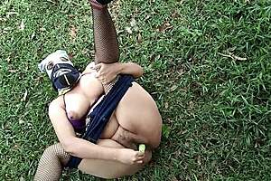 stepmom crams bottle deep in pussy amid jungle heat