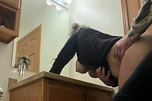 naughty wife slips off for sneaky bathroom pounding