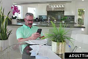 I grabbed stepmom's phone to tease stepdad with my feet n dildo vids