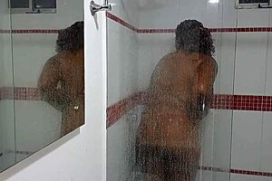 narrator catches latina stepsister showering in homemade video
