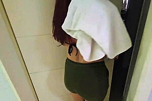 Neighbor Temptation: Poolside Seduction Leads to Steamy Bathroom Pounding and Creampie