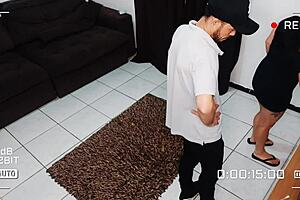 Latina housewife moans riding bbc cowgirl dirty talk while husband out curvy big ass small waist bareback cuckold!