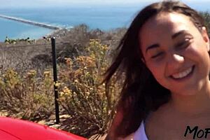 First-timer brunette begs for monster cock facial blast?