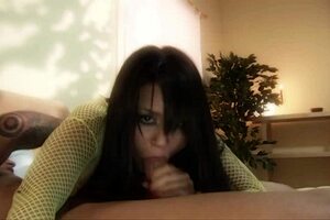 18 brunette mommy deepthroats rides gaping shaved pussy heels