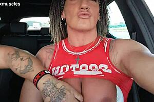 hey, pulling out my tits to fuck myself in the car...