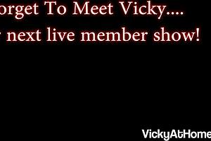 vicky vette rams big glass dildo deep in her milf ass solo
