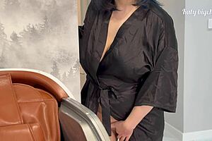 I caught my stepson jerking off and helped with my big tits mouth