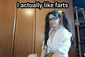 horny romanian teen with big natural tits and ass farts hard in new pov fetish cosplay moments