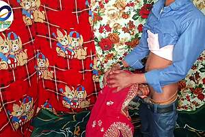 Desi stepmom in red saree takes doggy pounding with hindi moans claire vais