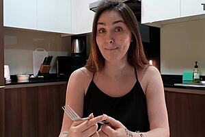 ever wonder what happens when stepmom sneaks a kitchen blowjob