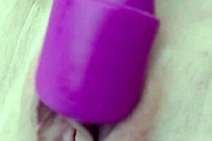 Shaved milf buzzes clit to squirting orgasm outdoors in sunny garden bliss