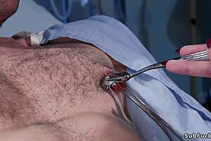 Milf nurse straps on dildo pegs bound patient deep