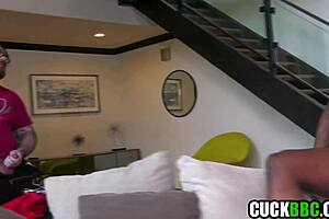 hotwife milf dped by bbc duo cucking tiny dick hubby!
