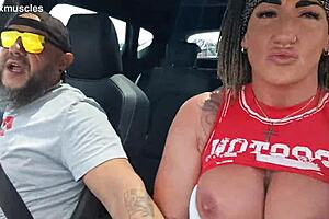 hey, pulling out my tits to fuck myself in the car...