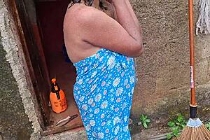 Hottest Desi Stepmom Bathes Outside with Big Natural Tits Tease