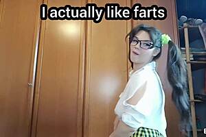 horny romanian teen with big natural tits and ass farts hard in new pov fetish cosplay moments