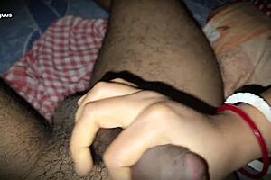 stepmom's nighttime handjob on stepson feels so forbidden and teasing