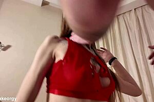 Skinny Milf's Big Lips Gangbanged Rough in Bukkake Orgy?
