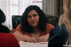 Stepmom Dovefucks Stepdaughter Passionately in Classroom Heat