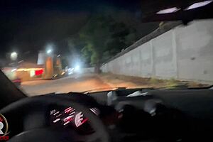 damn, this young babe dives straight on that black guy's huge cock while cruising the city... full vid on red!