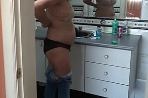 i get so turned on coming home to stepson jerking while i strip!