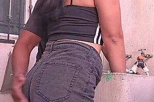 Who's pounding that sexy mexicana's tight pussy on the backyard balcony!