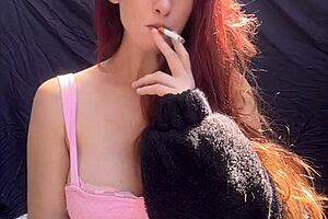 artemisia love's long hair sways in outdoor smoking nipple tease solo