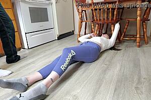 Stepmom stuck squirting wildly in yoga pose fuck