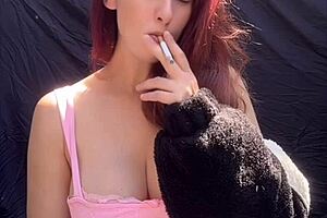 artemisia love's long hair sways in outdoor smoking nipple tease solo