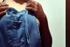 Colombiana hairy babe masturbates solo in bathroom with big dildo real homemade