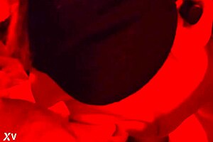 Hot close-up blowjob in red light quickie