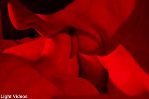 Hot close-up blowjob in red light quickie