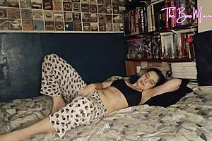 brunette mommy toys her wet pussy to multiple shaking orgasms