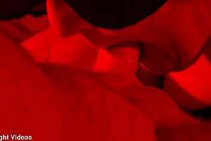 Hot close-up blowjob in red light quickie
