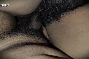 desi milf hairy pussy fucked sharing bed sans husband closeup