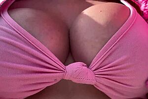 Artemisia Love Flaunts Massive Natural Tits Outdoors in Public Close-Up!